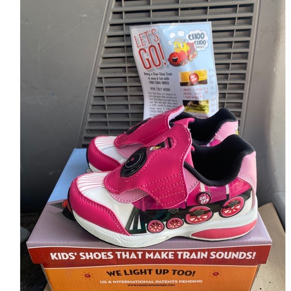 Choo Choo Shoes Pink Train Light Up Sound Toddler Sz 11 Sneakers - Picture 7 of 9